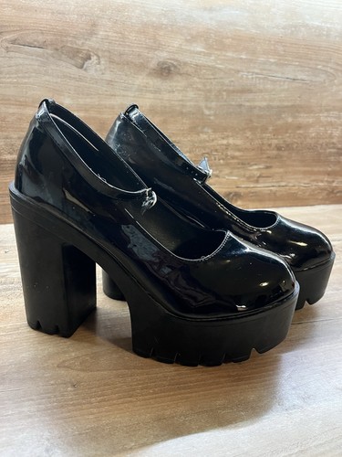 Schwarze lack plateaupumps - lack,